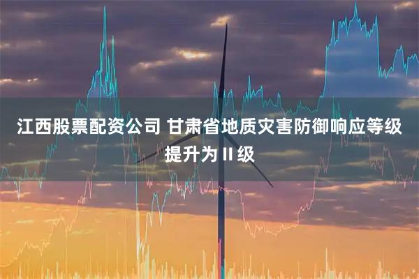 江西股票配资公司 甘肃省地质灾害防御响应等级提升为Ⅱ级